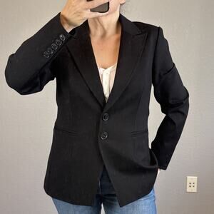 Paige Womens Chelsee Blazer Size L Black Stretch Suiting Work 2 Button Classic